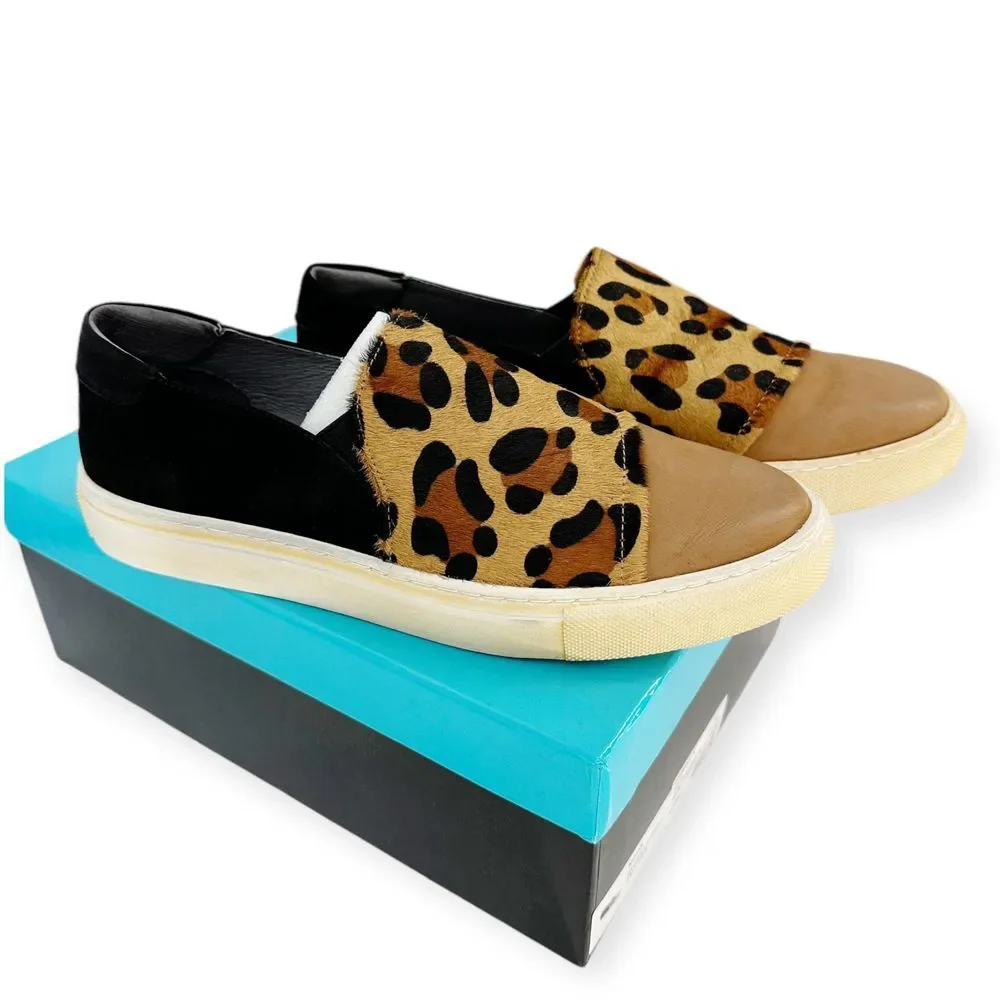 NIB Chocolat Blu MOVE size 9.5 Leopard Calf-Hair‎ Slip-On Sneaker mobwife boho
